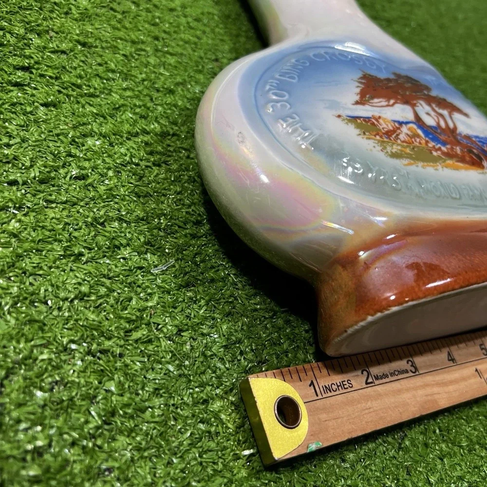 Vintage Golf Decanter Decor '67 Bourbon Empty  Pebble Beach Spyglass‎ Iridescent